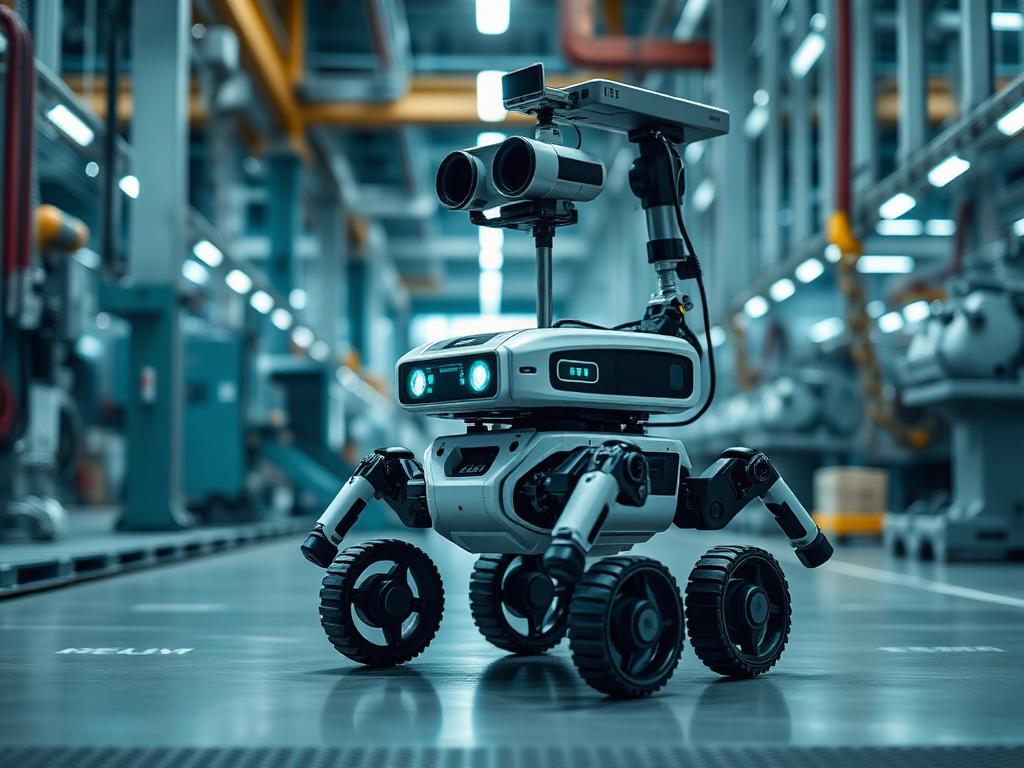 Autonomous inspection robot scanning industrial machinery